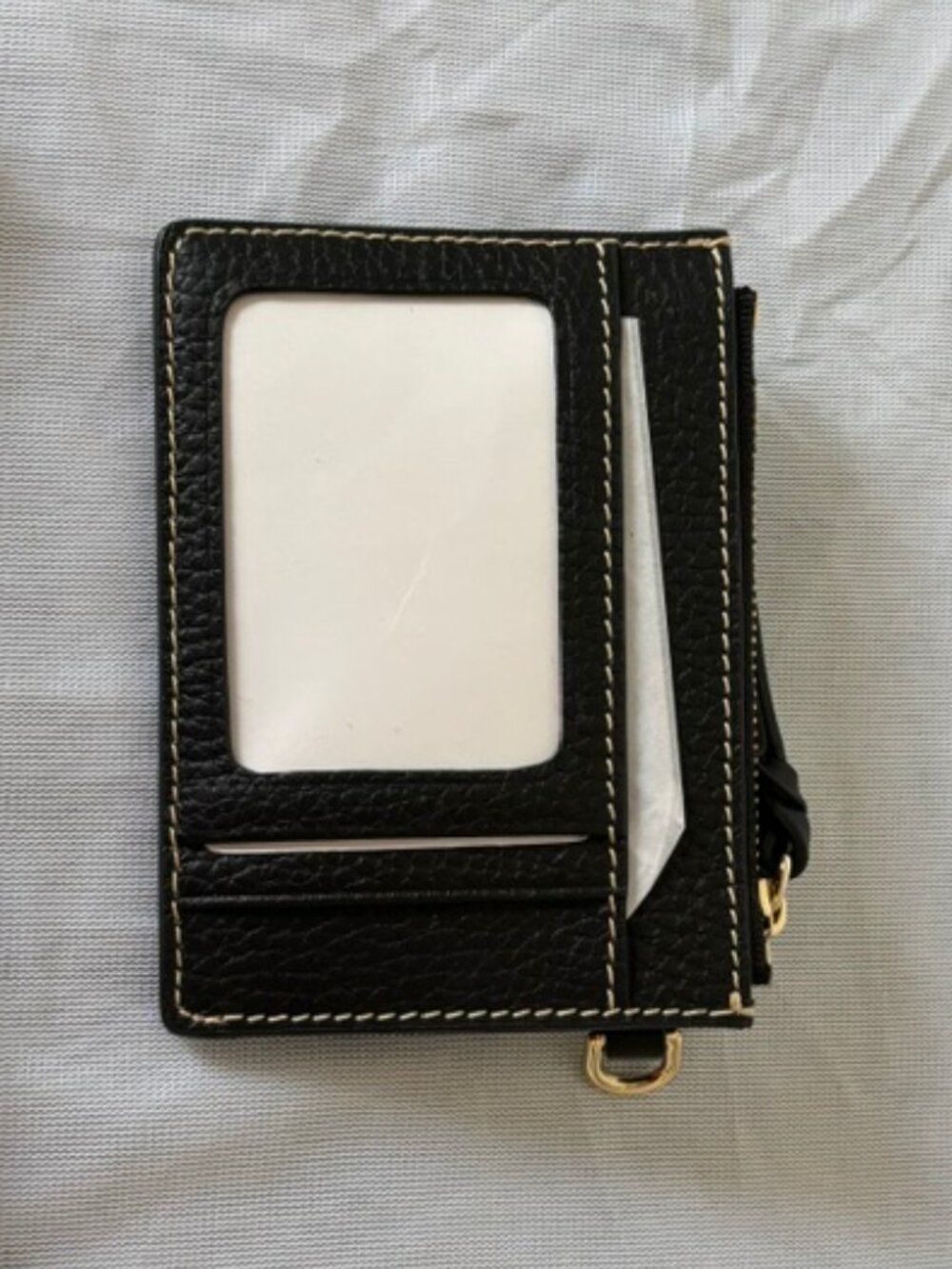 Dooney & Bourke Pebble Grain Zip Top Card Case Wristlet Black - Picture 3 of 12